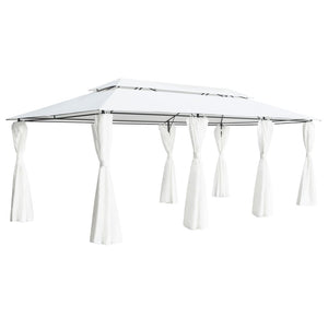 Pavillon mit Vorhängen 600x298x270 cm Weiß 180g/m²