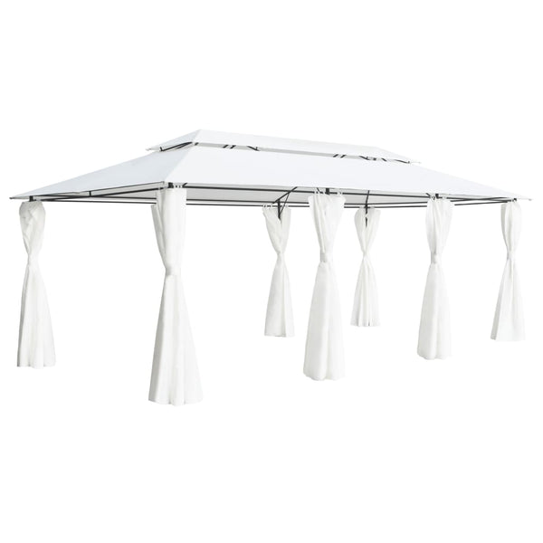 Pavillon mit Vorhängen 600x298x270 cm Weiß 180g/m²
