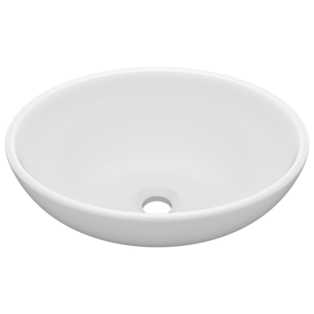 Luxuriöses Ovales Waschbecken Matt Weiß 40x33 cm Keramik