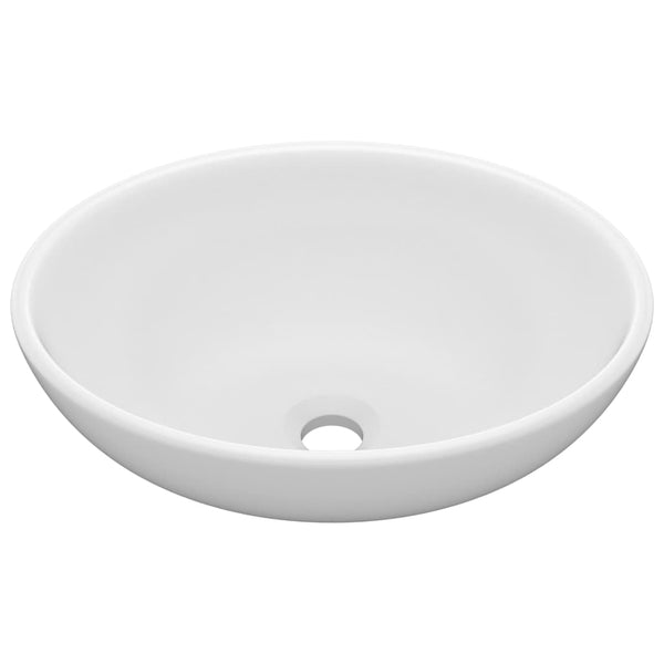 vidaXL Lavabo ovale de luxe blanc mat 40x33 cm céramique
