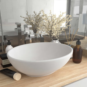 vidaXL Lavabo ovale de luxe blanc mat 40x33 cm céramique
