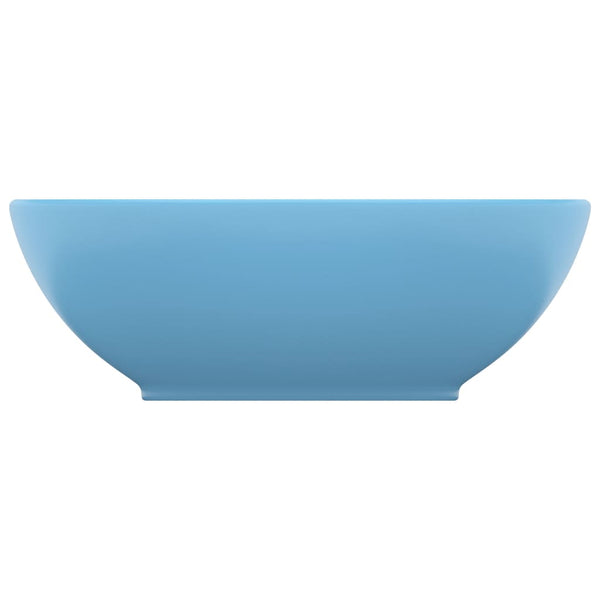 Luxuriöses Ovales Waschbecken Matt Hellblau 40x33 cm Keramik