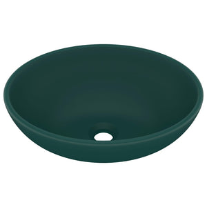 vidaXL Lavabo ovale de luxe Vert foncé mat 40x33 cm Céramique
