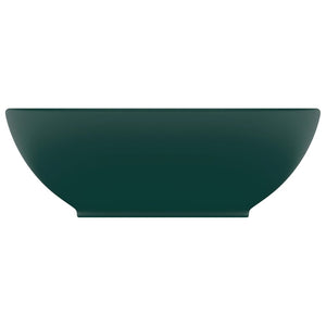 vidaXL Lavabo ovale de luxe Vert foncé mat 40x33 cm Céramique