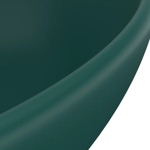 vidaXL Lavabo ovale de luxe Vert foncé mat 40x33 cm Céramique