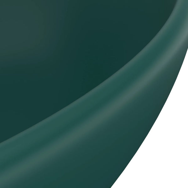 vidaXL Lavabo ovale de luxe Vert foncé mat 40x33 cm Céramique