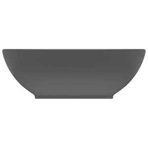 Luxuriöses Ovales Waschbecken Matt Dunkelgrau 40x33 cm Keramik