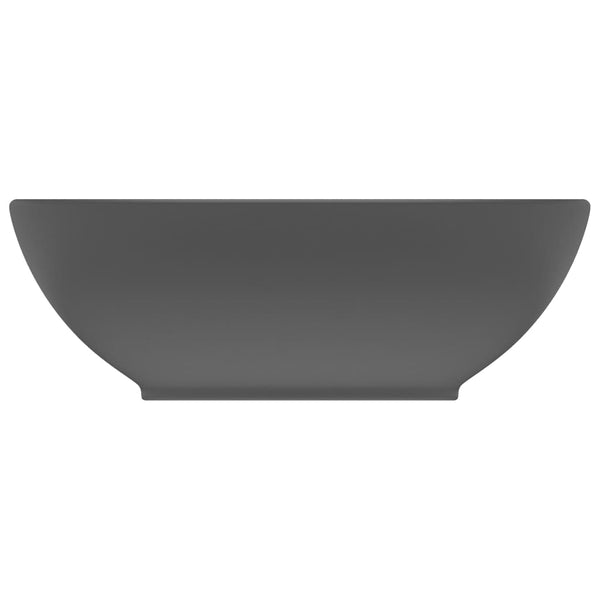 Luxuriöses Ovales Waschbecken Matt Dunkelgrau 40x33 cm Keramik