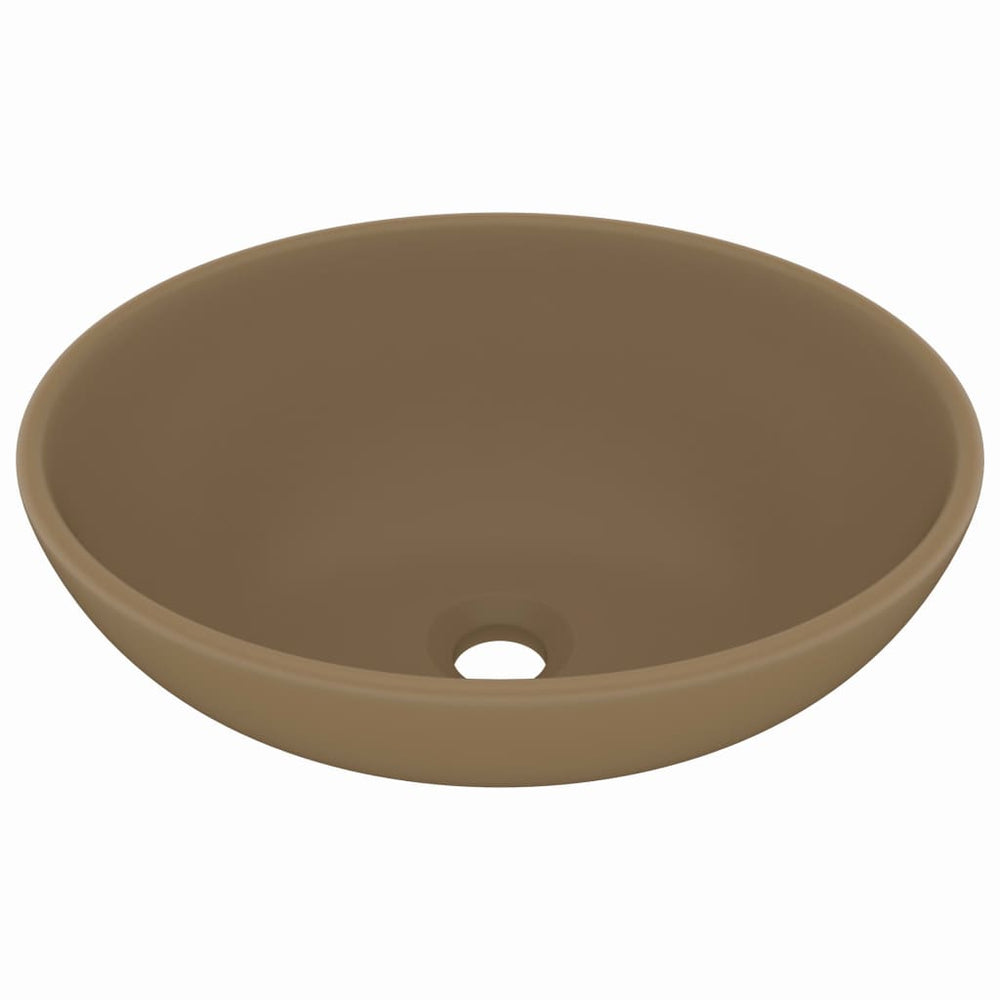 Luxuriöses Ovales Waschbecken Matt Creme 40x33 cm Keramik