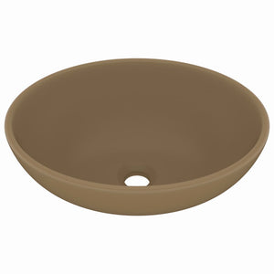 Luxuriöses Ovales Waschbecken Matt Creme 40x33 cm Keramik