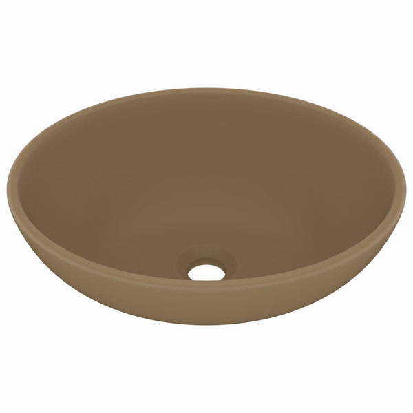 Luxuriöses Ovales Waschbecken Matt Creme 40x33 cm Keramik