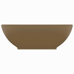 Luxuriöses Ovales Waschbecken Matt Creme 40x33 cm Keramik