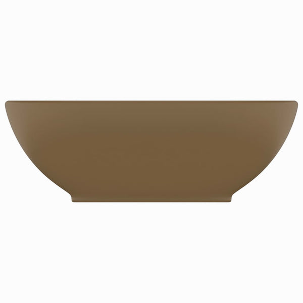 Luxuriöses Ovales Waschbecken Matt Creme 40x33 cm Keramik
