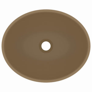 Luxuriöses Ovales Waschbecken Matt Creme 40x33 cm Keramik