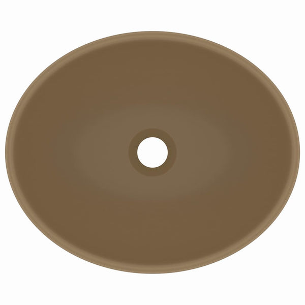 Luxuriöses Ovales Waschbecken Matt Creme 40x33 cm Keramik