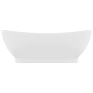 Luxus-Waschbecken Überlauf Oval Matt-Weiß 58,5x39 cm Keramik