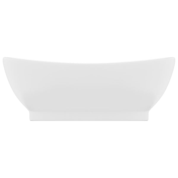 Luxus-Waschbecken Überlauf Oval Matt-Weiß 58,5x39 cm Keramik