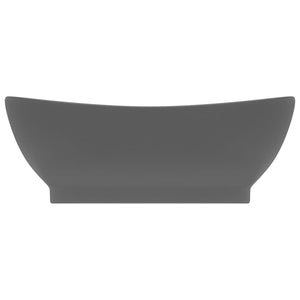 Luxus-Waschbecken Überlauf Matt Dunkelgrau 58,5x39cm Keramik