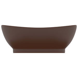 Waschbecken Überlauf Oval Matt Dunkelbraun 58,5x39cm Keramik