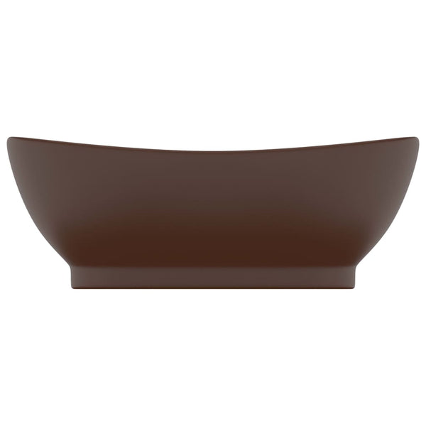 Waschbecken Überlauf Oval Matt Dunkelbraun 58,5x39cm Keramik