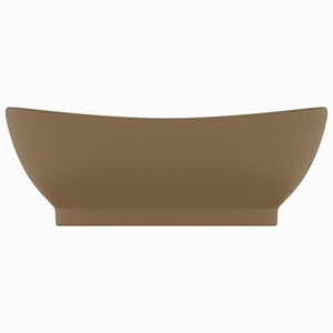 Luxus-Waschbecken Überlauf Oval Matt Creme 58,5x39cm Keramik