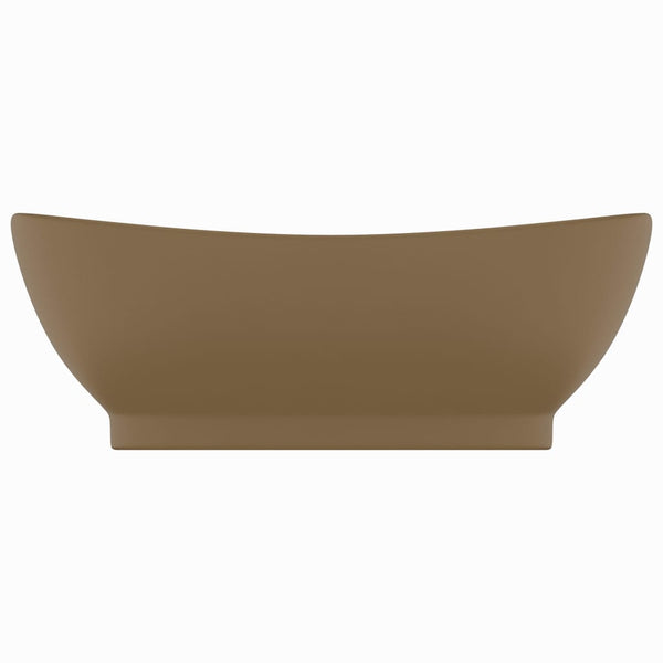 Luxus-Waschbecken Überlauf Oval Matt Creme 58,5x39cm Keramik