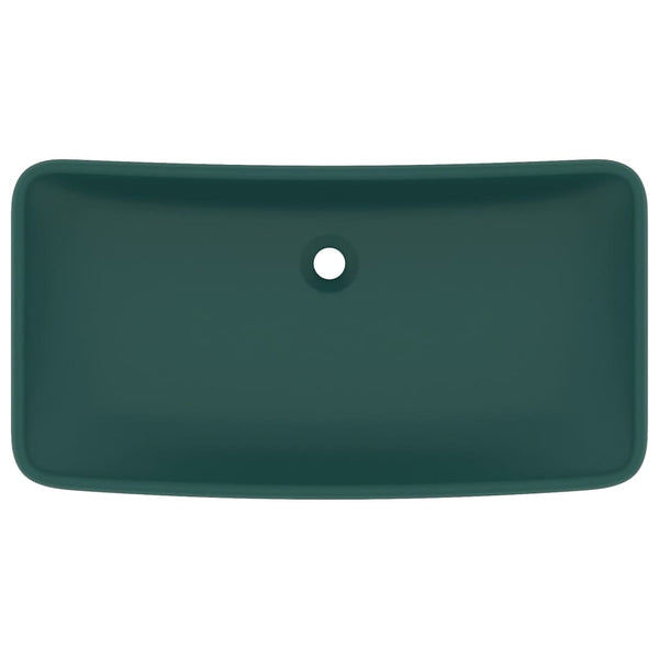 Luxus-Waschbecken Rechteckig Matt Dunkelgrün 71x38 cm Keramik