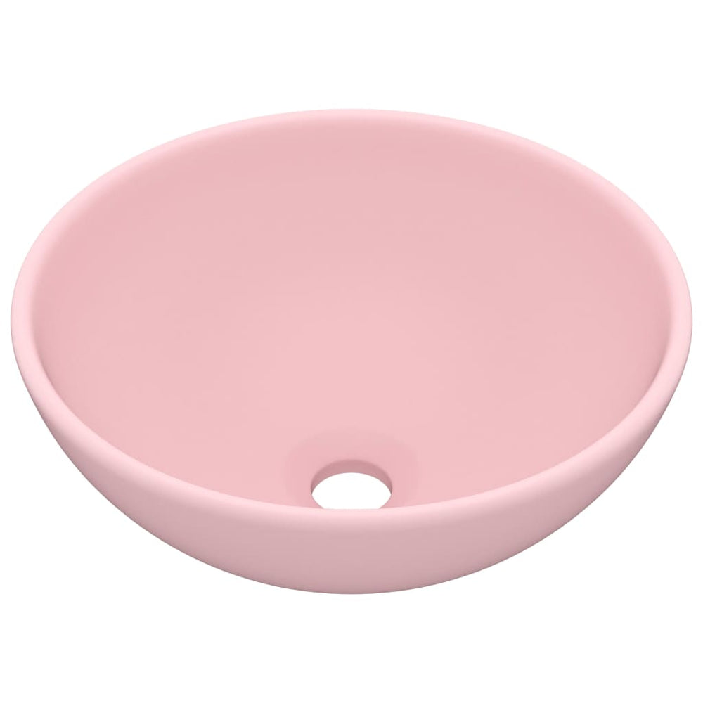 Luxus-Waschbecken Rund Matt Rosa 32,5x14 cm Keramik