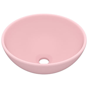 Luxus-Waschbecken Rund Matt Rosa 32,5x14 cm Keramik