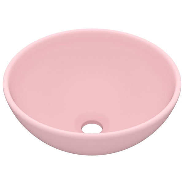 Luxus-Waschbecken Rund Matt Rosa 32,5x14 cm Keramik