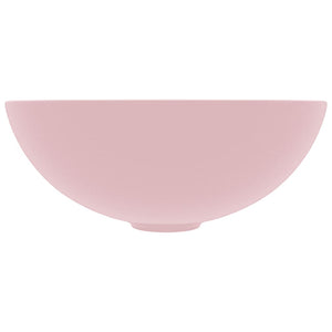 vidaXL Ceramic Sink Matt Pink Round