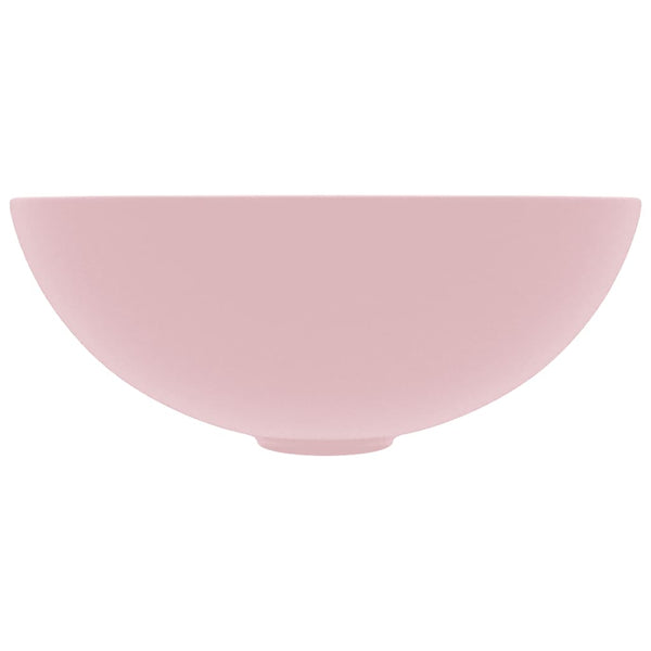 vidaXL Ceramic Sink Matt Pink Round