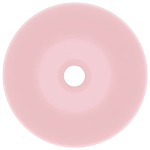 vidaXL Ceramic Sink Matt Pink Round