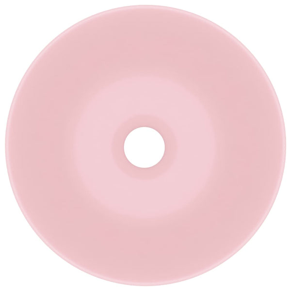 vidaXL Ceramic Sink Matt Pink Round
