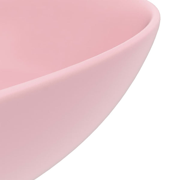 vidaXL Ceramic Sink Matt Pink Round