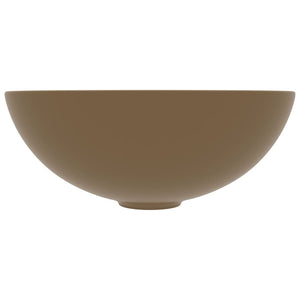 vidaXL Ceramic Sink Matt Cream Round