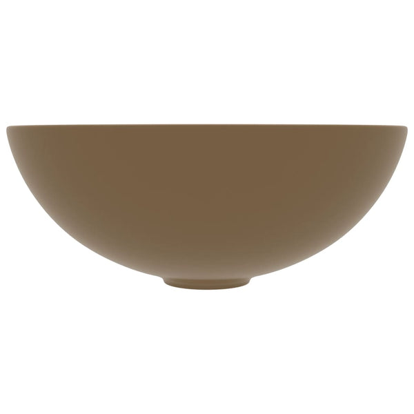 vidaXL Ceramic Sink Matt Cream Round