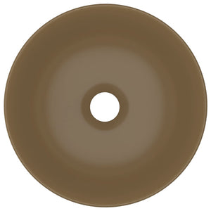 vidaXL Ceramic Sink Matt Cream Round