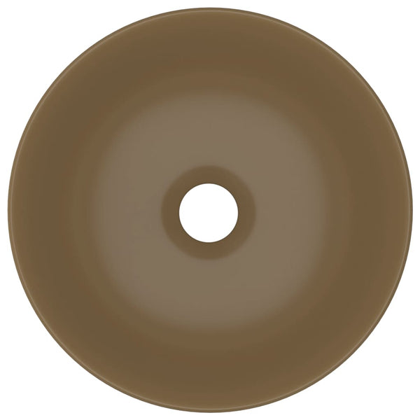 vidaXL Ceramic Sink Matt Cream Round