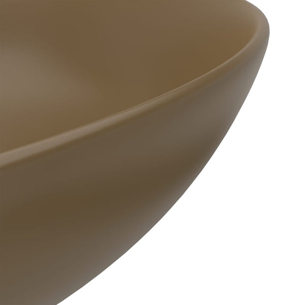 vidaXL Ceramic Sink Matt Cream Round