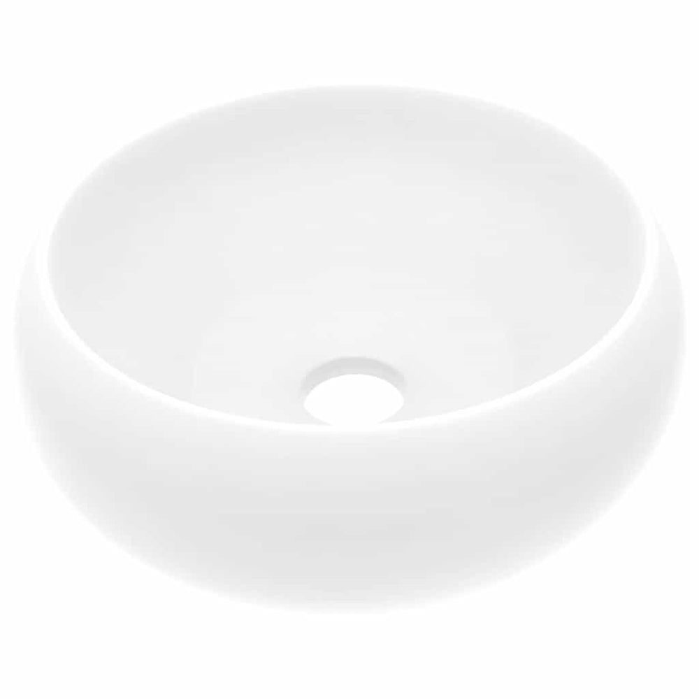 Luxuriöses Waschbecken Rund Matt Weiß 40x15 cm Keramik