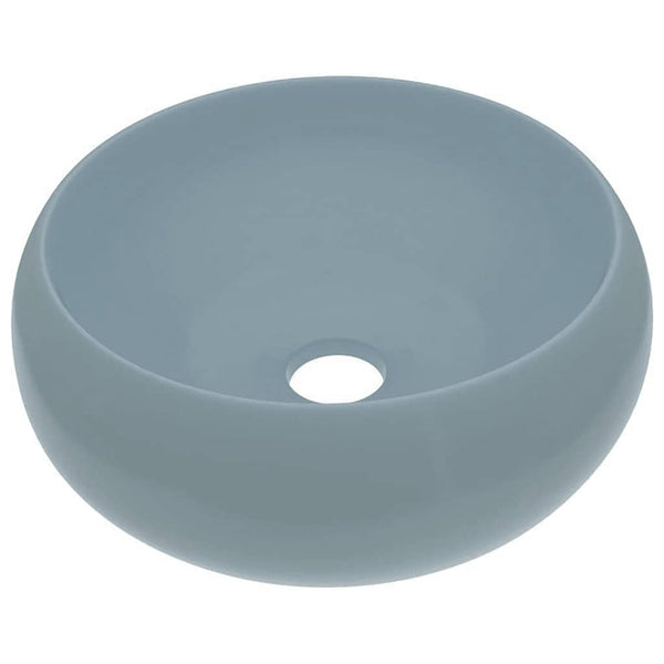 Luxuriöses Waschbecken Rund Matt Hellblau 40x15 cm Keramik
