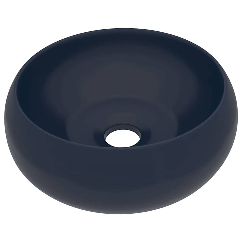 Luxuriöses Waschbecken Rund Matt Dunkelblau 40x15 cm Keramik