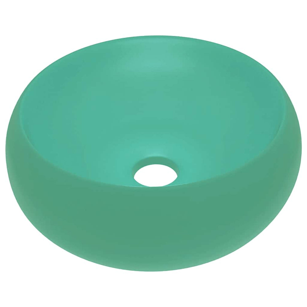 Luxuriöses Waschbecken Rund Matt Hellgrün 40x15 cm Keramik