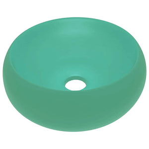 Luxuriöses Waschbecken Rund Matt Hellgrün 40x15 cm Keramik