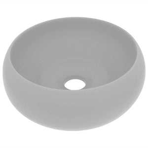 Luxuriöses Waschbecken Rund Matt Hellgrau 40x15 cm Keramik