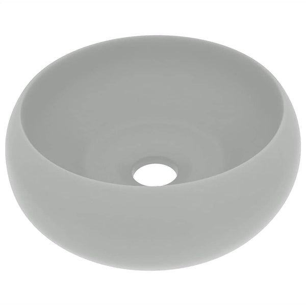 Luxuriöses Waschbecken Rund Matt Hellgrau 40x15 cm Keramik