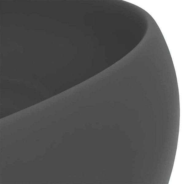 Luxuriöses Waschbecken Rund Matt Dunkelgrau 40x15 cm Keramik