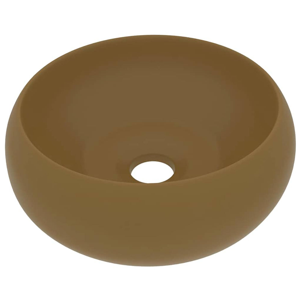 Luxuriöses Waschbecken Rund Matt Creme 40x15 cm Keramik