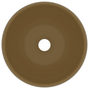 Luxuriöses Waschbecken Rund Matt Creme 40x15 cm Keramik